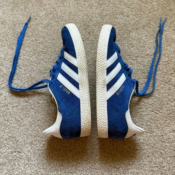 Adidas Gazelle Kids Sneakers Shoes Size 4.5 EUC Trending Blue White Tennis Shoes - Picture 6 of 12